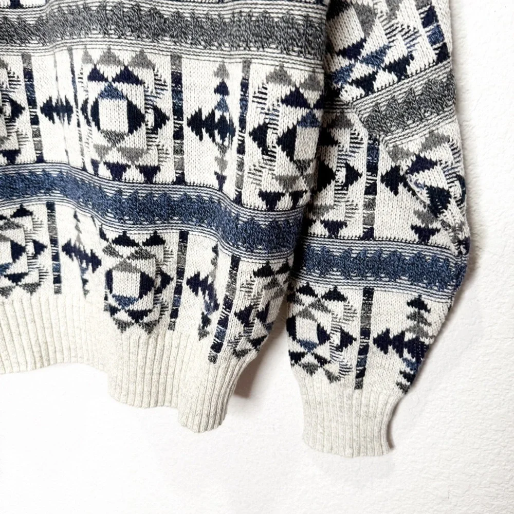 Vintage St. John’s Bay Fisherman Sweater Geometric Crew Neck
